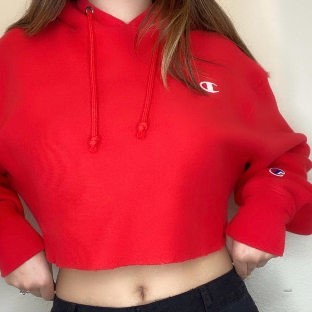 Champion Women's Reverse Weave Cropped Cut-Off Hooded Sweatshirt